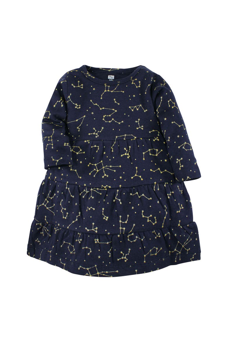2pk Long Sleeve Dress (baby), Alternate, color, Metallic Snowflake Star
