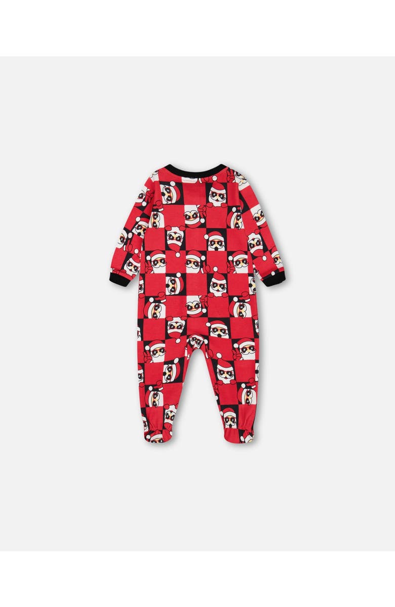 Deux par Deux Baby Boy's Organic Cotton One Piece Pajama Red Printed Santa, Alternate, color, 