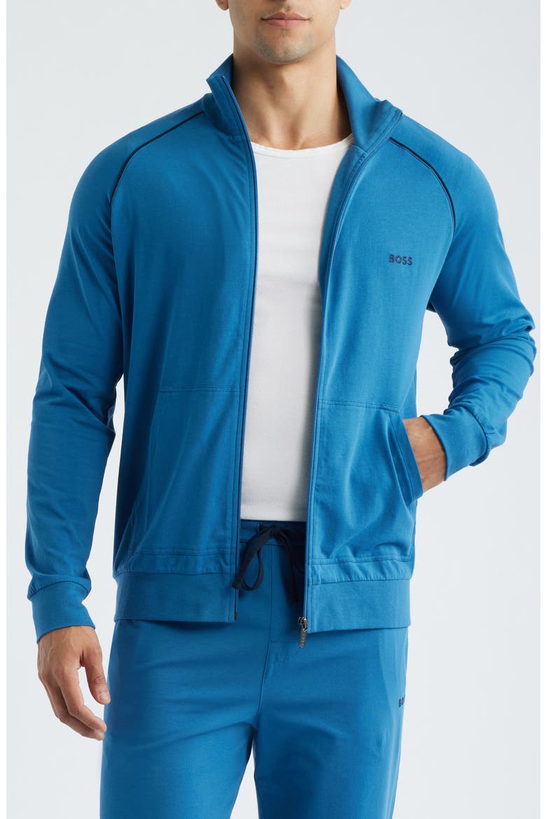 Mix Match Stretch Cotton Zip Jacket, Alternate, color, OPEN BLUE