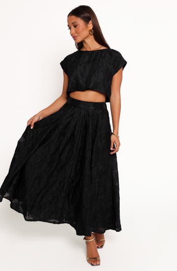 Petal & Pup Beckham Floral Jacquard Crop Top & Maxi Skirt