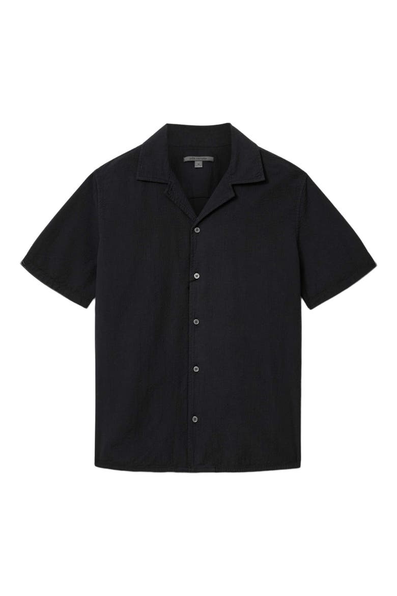 Cotton Seersucker Camp Shirt, Alternate, color, BLACK
