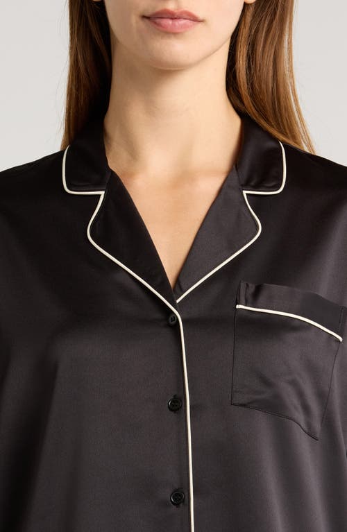 Nordstrom Satin Long Sleeve Short Pajamas In Black