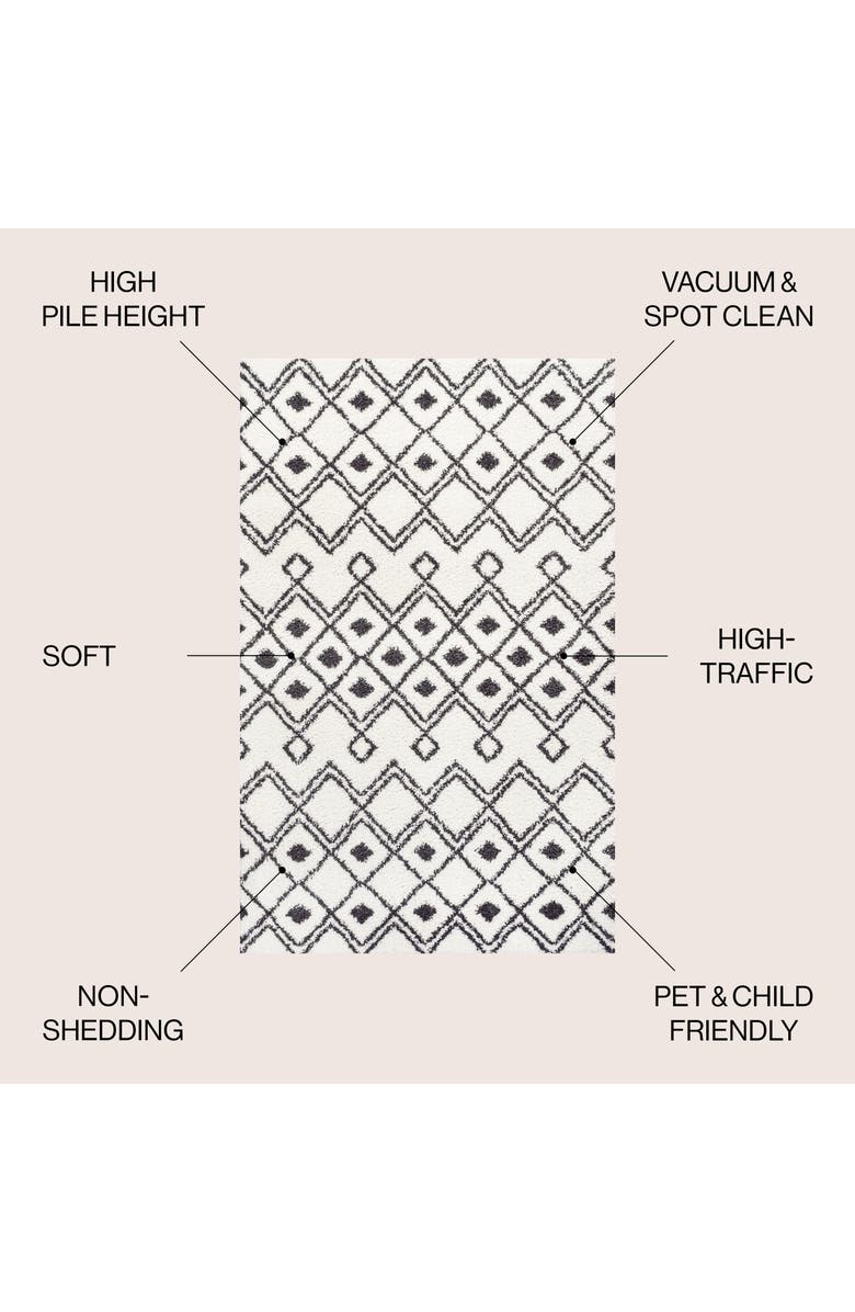 JONATHAN Y Caimari Moroccan Diamond Shag Area Rug, Alternate, color, White/Gray