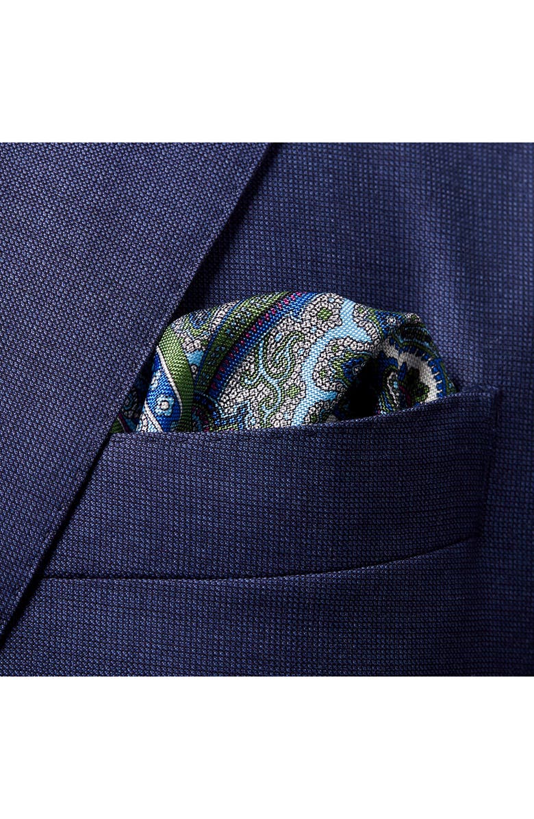 Eton Paisley Silk Pocket Square, Alternate, color, Green