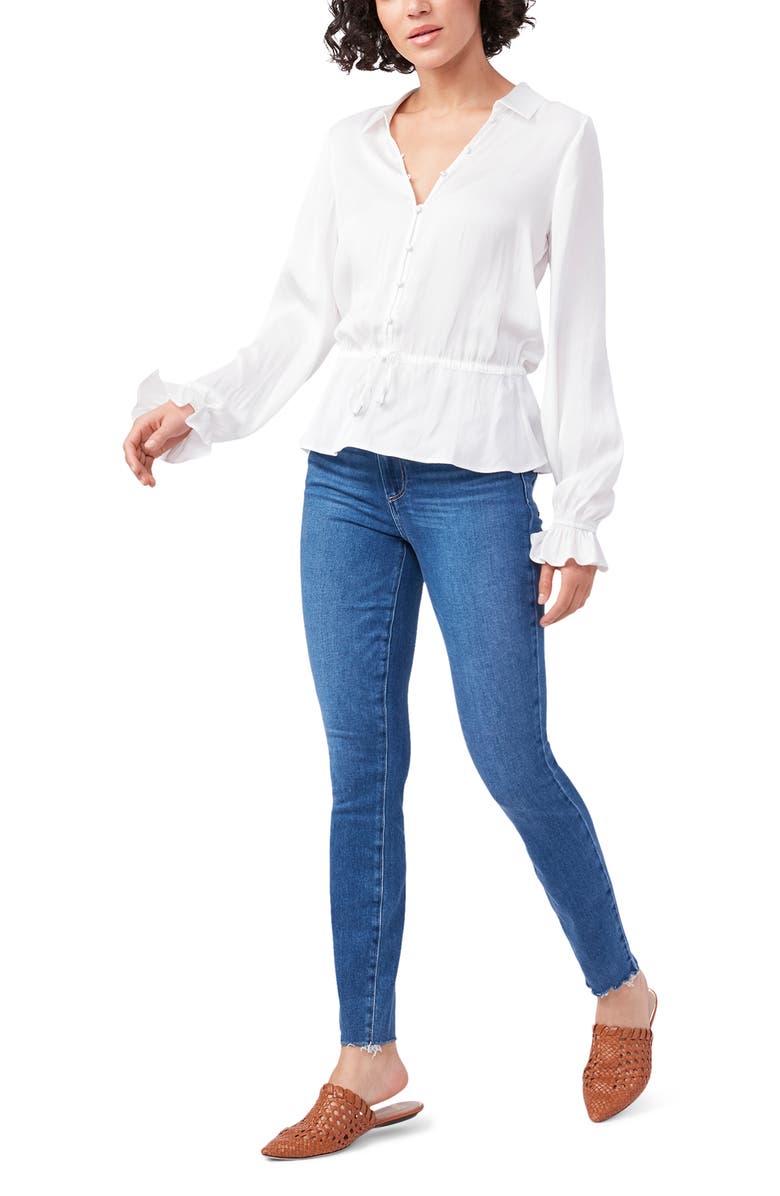 PAIGE Kendalle Tie Waist Peplum Top, Alternate, color, White