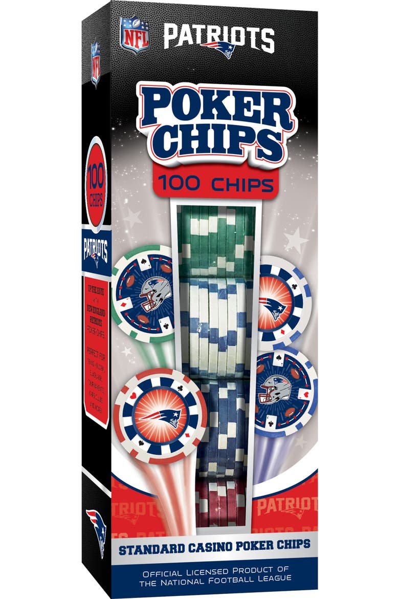 New England Patriots 100pc Poker Chips, Main, color, Multicolor