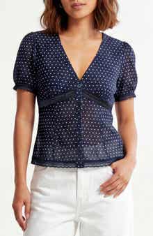 BY DESIGN Sammy Polka Dot Short Sleeve Top