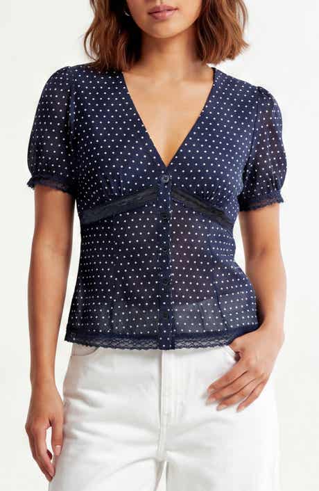 BY DESIGN Sammy Polka Dot Short Sleeve Top