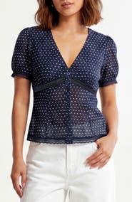 BY DESIGN Sammy Polka Dot Short Sleeve Top