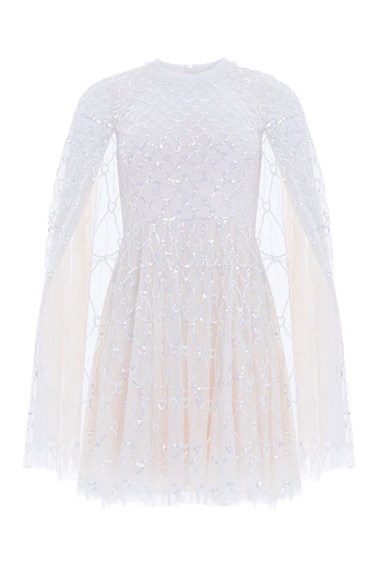 Heart Lattice Micro Mini Dress, Alternate, color, Cream