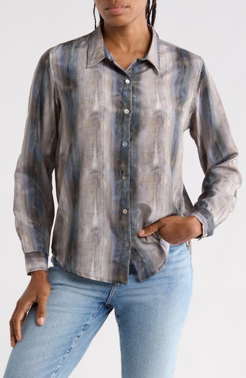 Spread Collar Button-Up Shirt