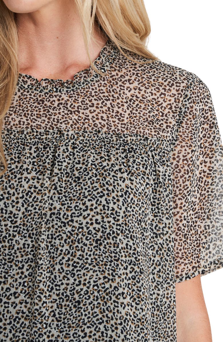 CeCe Leopard Print Short Sleeve A-Line Dress, Alternate, color, 