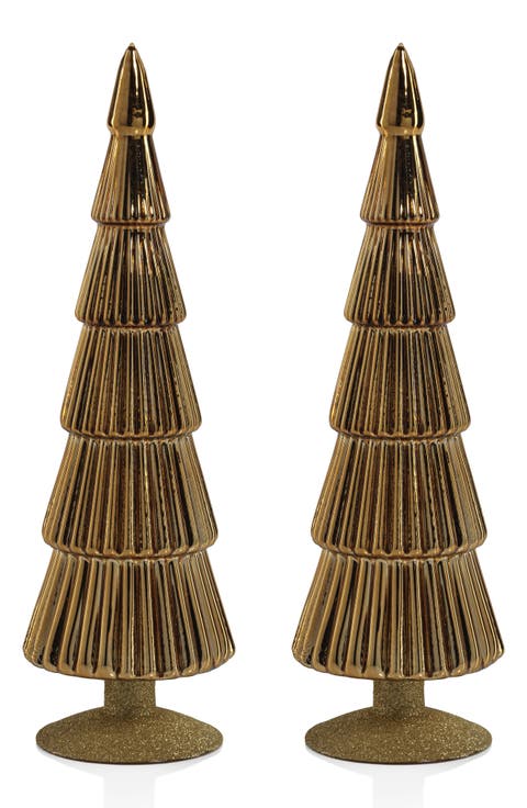 Set of 2 Dembe Glass Tree Figurines