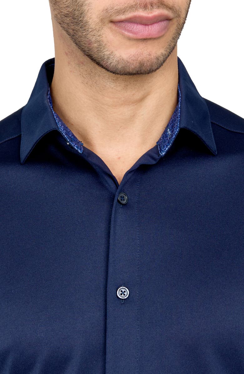 CONSTRUCT Regular Fit Solid Recycled Performance Golf Button-Down Shirt, Alternate, color, Navy