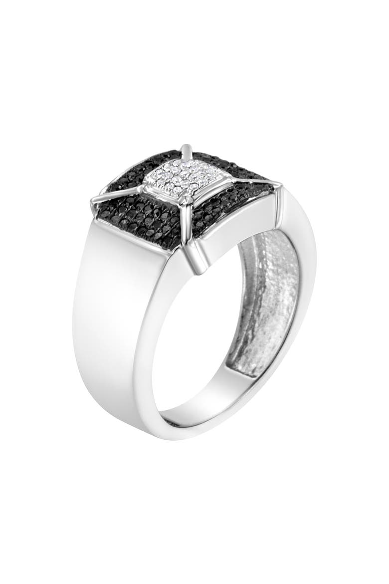 Silver 3/8 Cttw Composite Enhanced Black and White Diamond Men's Band Ring, Alternate, color, Silver
