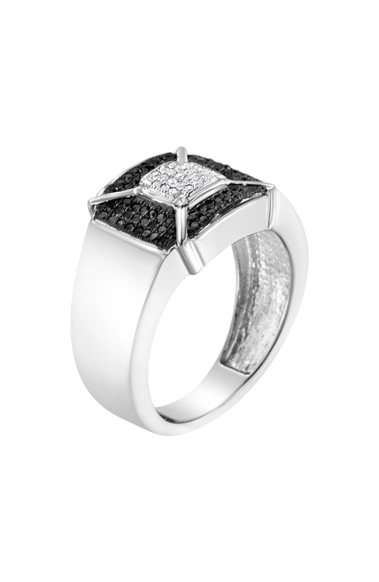 Haus of Brilliance Silver 3/8 Cttw Composite Enhanced Black and White Diamond Men's Band Ring, Alternate, color, White