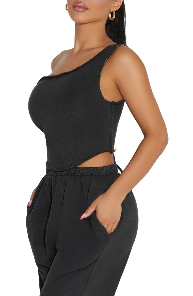 Naked Wardrobe The Extra Cozy One-Shoulder Crop Top, Alternate, color,