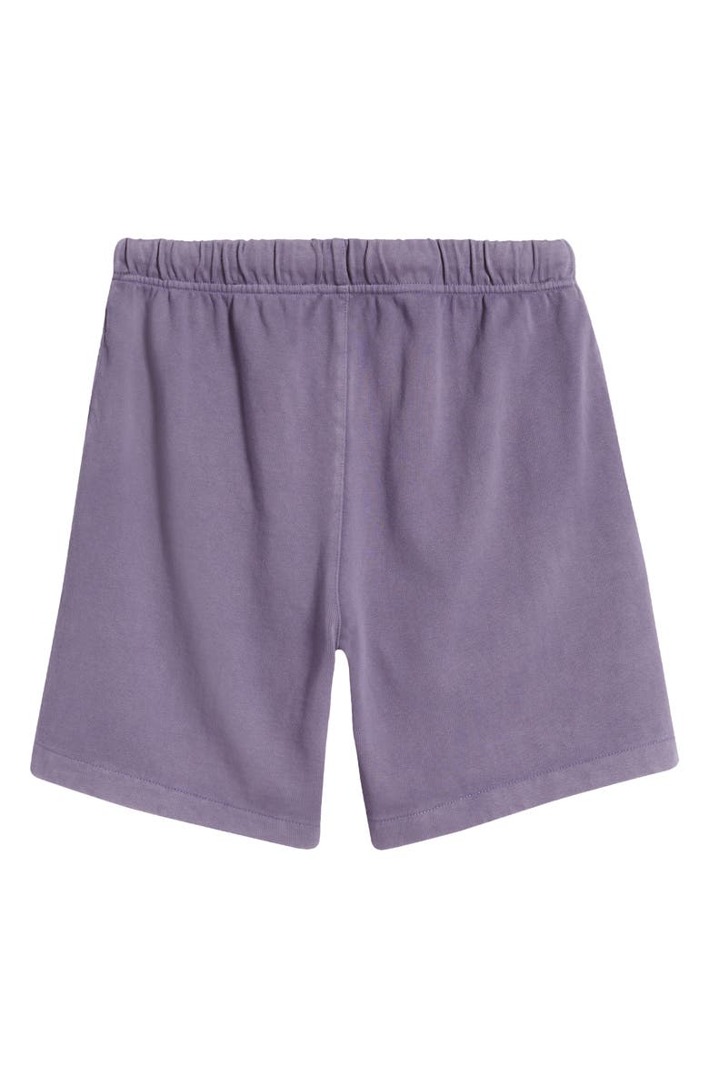 Fear of God Essentials Gender Inclusive Heavy Cotton Jersey Soccer Sweat Shorts, Alternate, color, Lavender