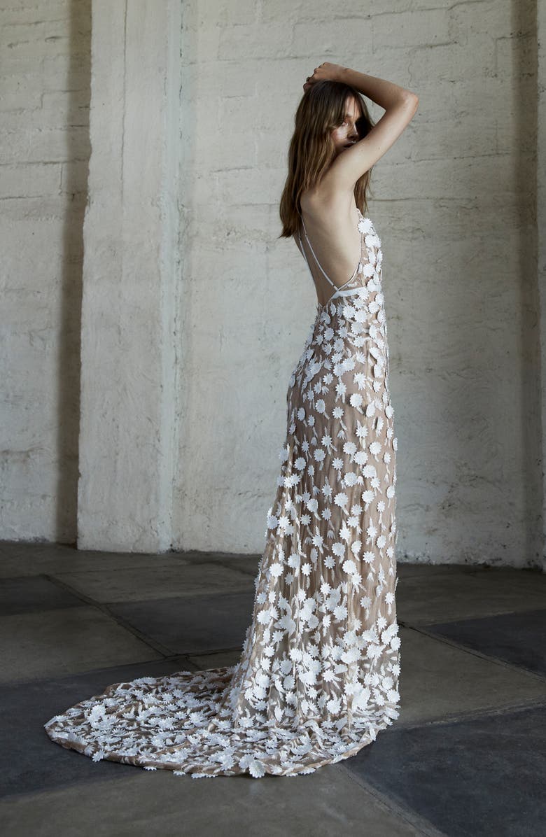 For Love & Lemons Marguerite Floral Petal Gown, Alternate, color, 