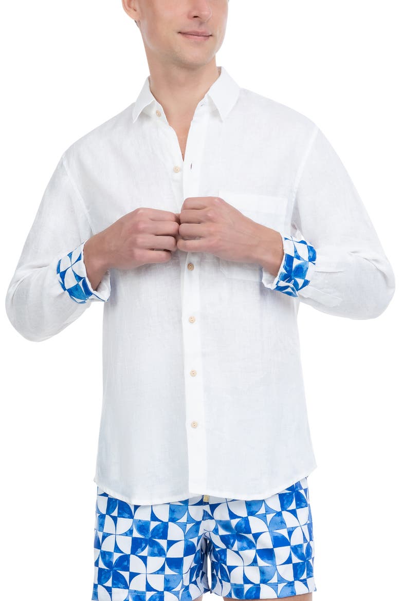 The Greece - Long Sleeve Linen Shirt, Alternate, color, White