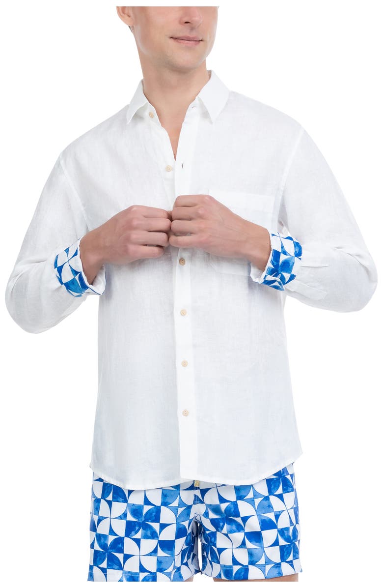 Kenny Flowers The Greece - Long Sleeve Linen Shirt, Alternate, color, White