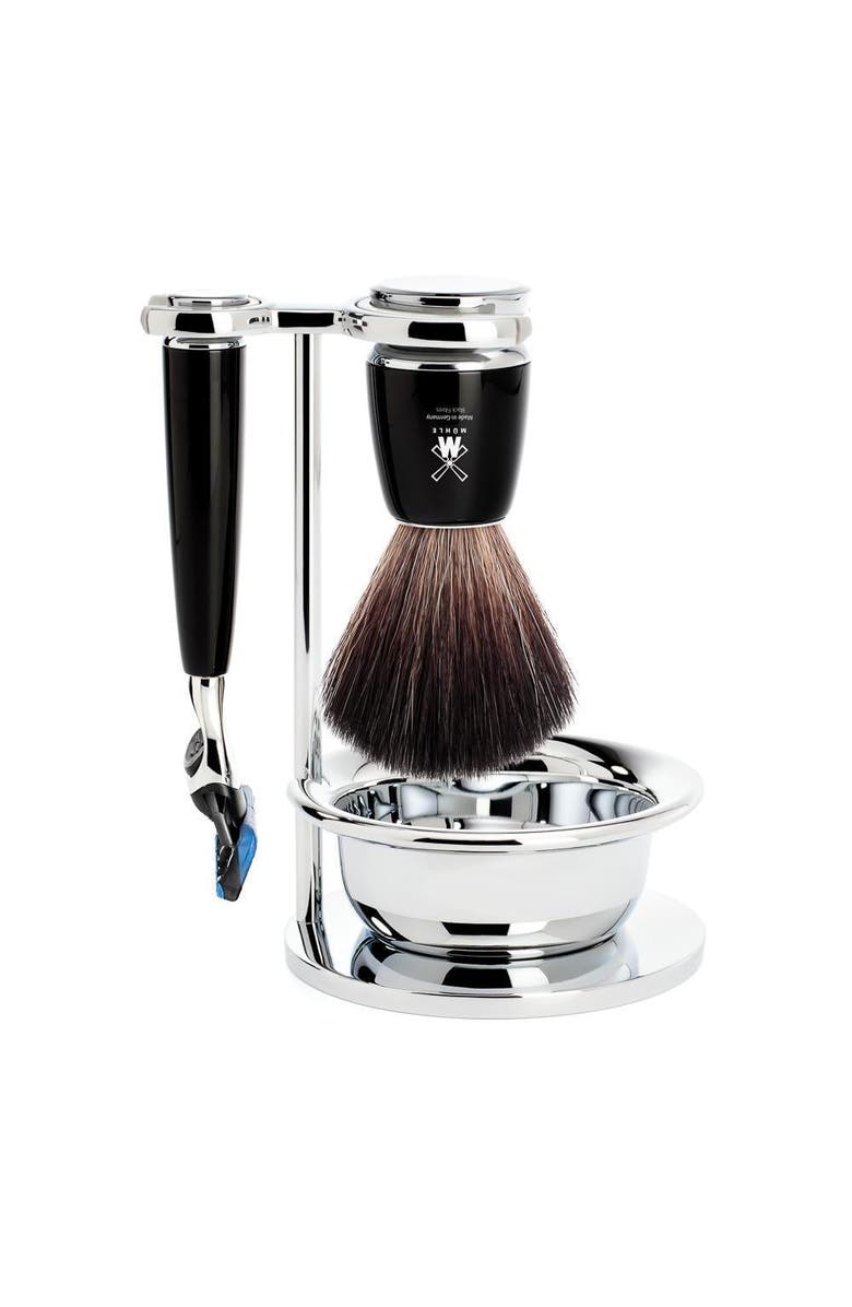 MÜHLE Rytmo Black 4-Piece Black Fiber & Fusion Shaving Set, Main, color, Black