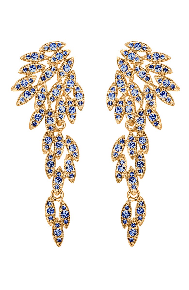 EYE CANDY LOS ANGELES Starling Crystal Cluster Statement Drop Earrings, Main, color, Gold/ Blue