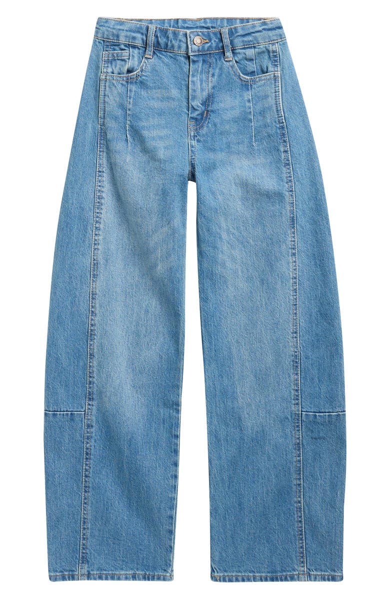 Tractr Kids' Barrel Leg Jeans, Main, color, Bright Vintage Indigo