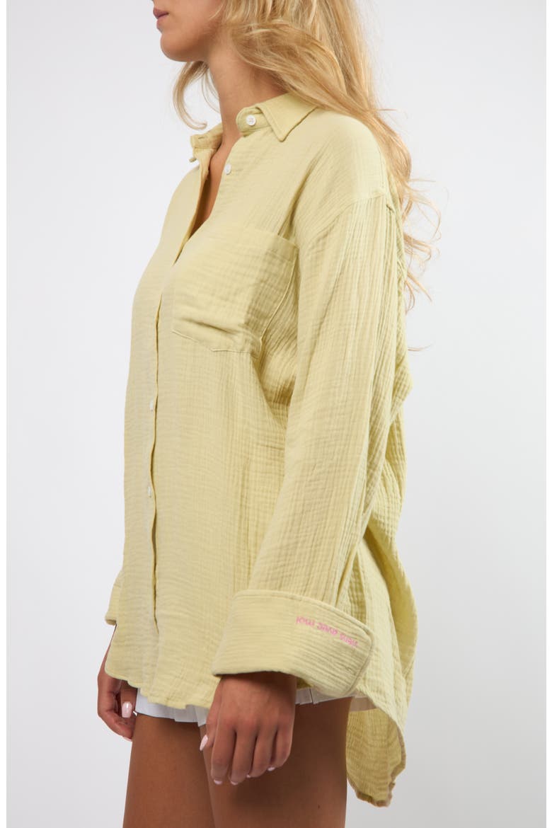 Resort Crinkle Cotton Button-Up Shirt, Alternate, color, SEAFOAM