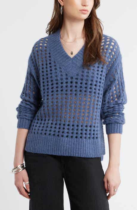 Mesh Stitch V-Neck Sweater