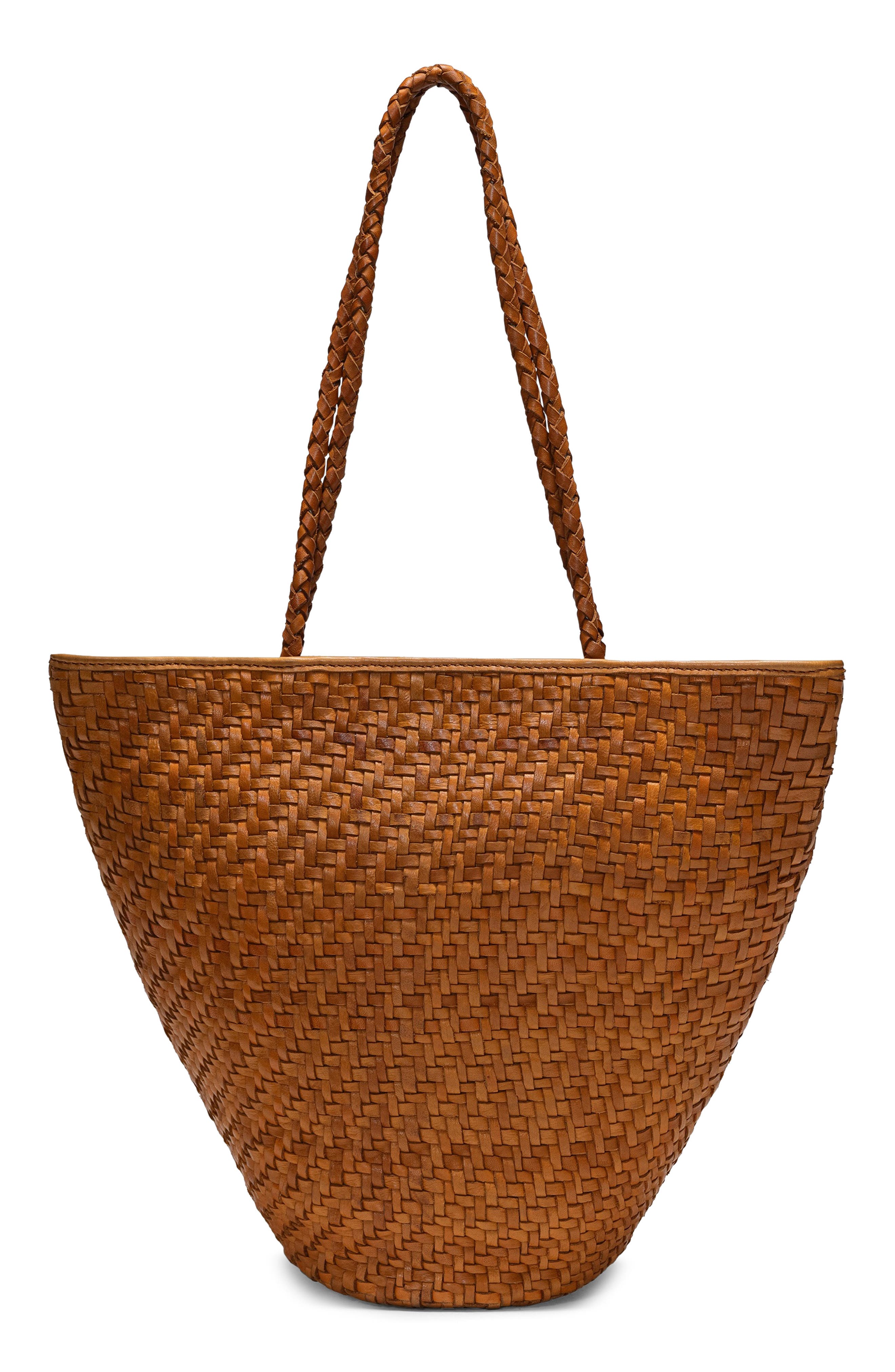 Arlington Woven Leather Bucket Bag, Alternate, color, TAN