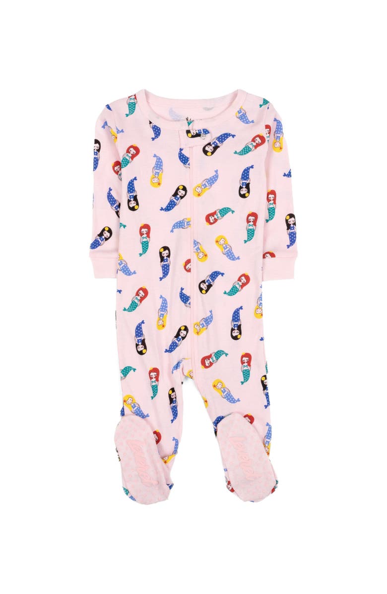 Leveret Kids Footed Cotton Matching Family Pajamas, Whimsy & Fantasy Prints, Main, color, Mermaid