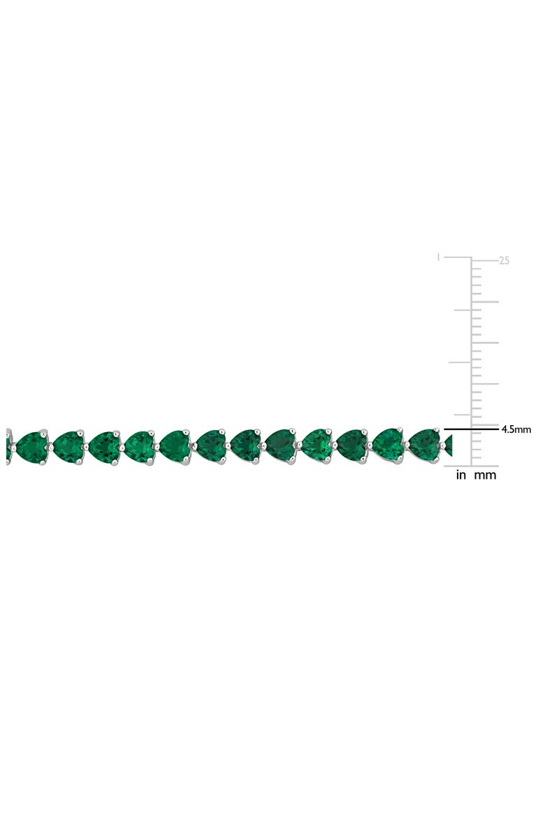 Sterling Silver Lab Grown Emerald Heart Tennis Bracelet, Alternate, color, GREEN