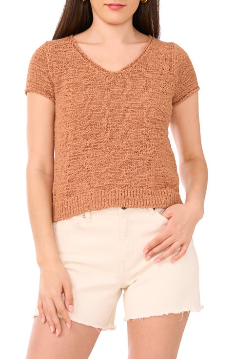 Short Sleeve Organic Cotton Blend Sweater