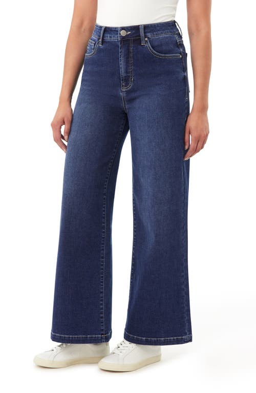 Curve Appeal Parisian Cafe High Waist Wide Leg Knit Jeans In Blue