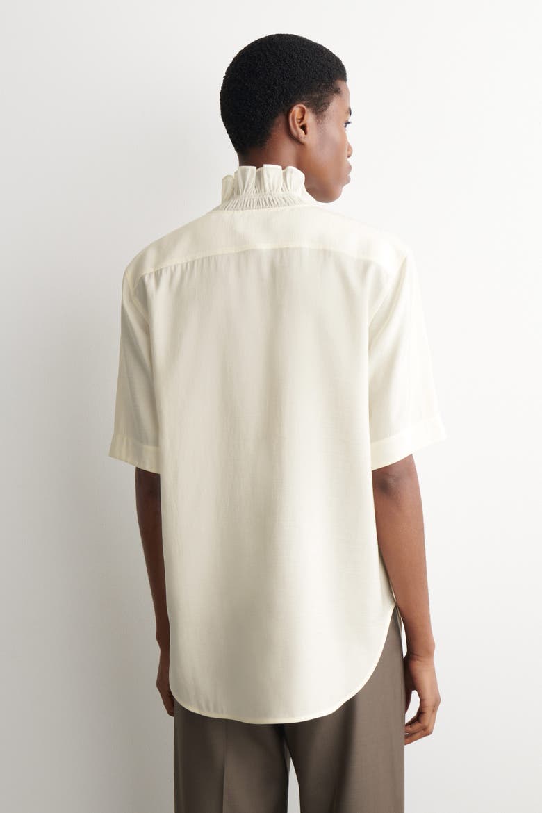 Ruffle-Collar Modal Blouse, Alternate, color, IVORY