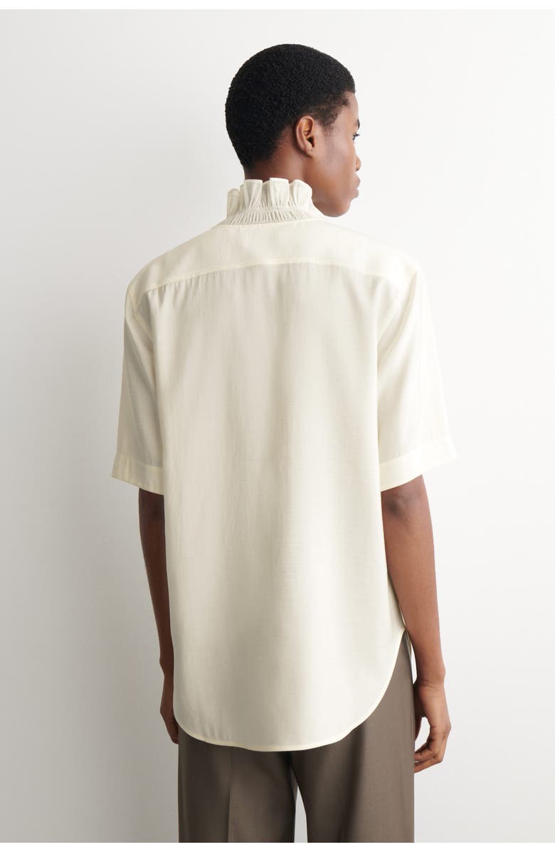 COS Ruffle-Collar Modal Blouse, Alternate, color, Ivory