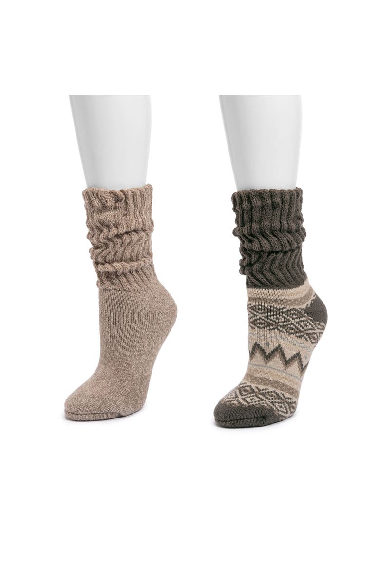 Slouch Heat Retainer Socks 2 Pair Pack, Alternate, color, Brown