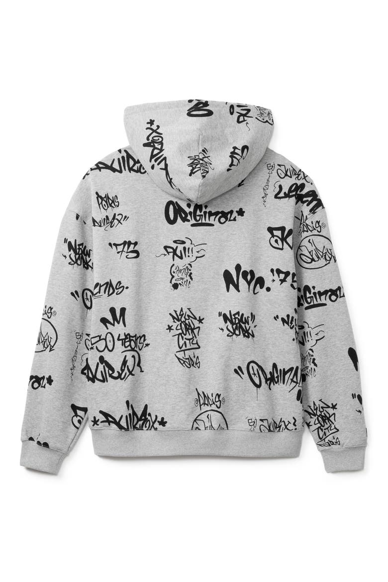 Graffiti Zip Hoodie, Alternate, color, HEATHER GREY