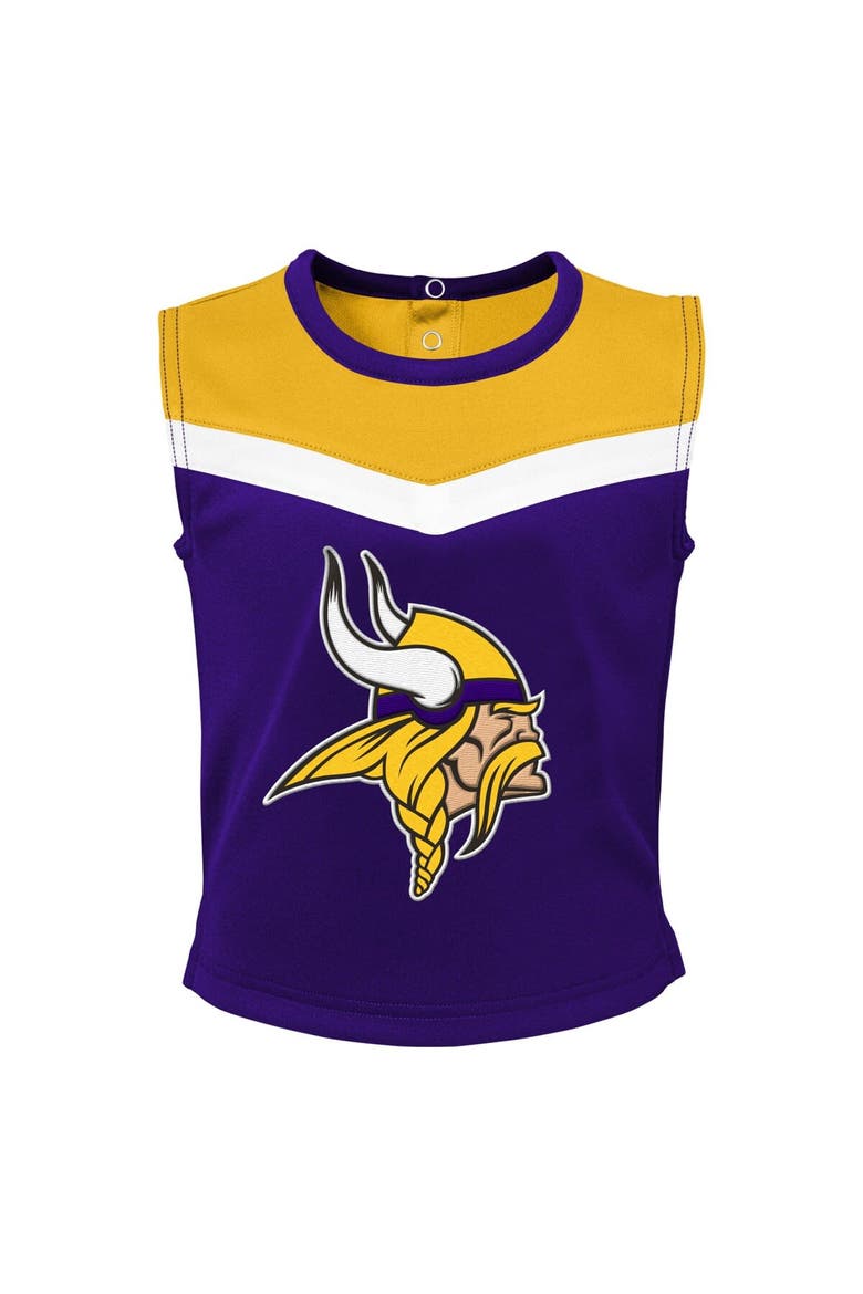 Girls Toddler Purple Minnesota Vikings Spirit Cheer Three-Piece Cheerleader Set, Alternate, color, Purple