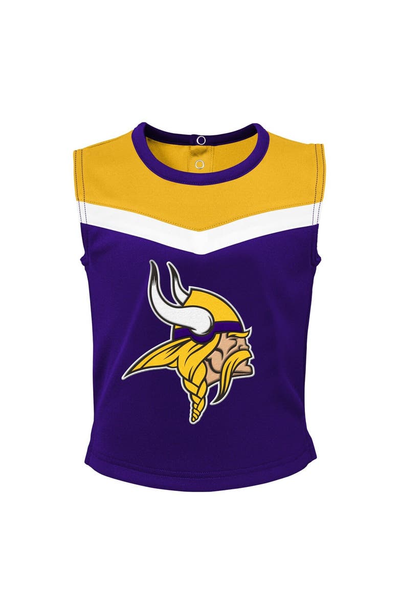 Outerstuff Girls Toddler Purple Minnesota Vikings Spirit Cheer Three-Piece Cheerleader Set, Alternate, color, Purple