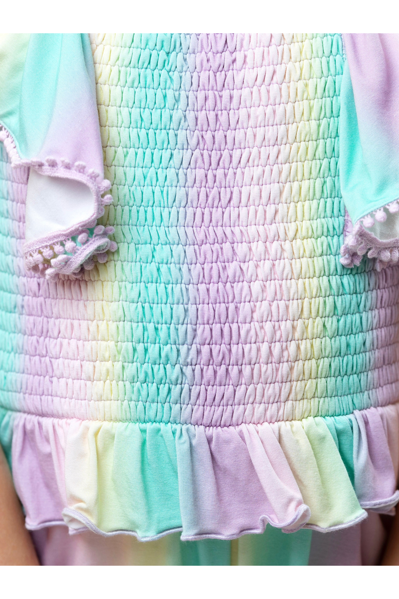 Mermaid Breeze Ombre Ruffle Romper, Alternate, color, Blue-Green