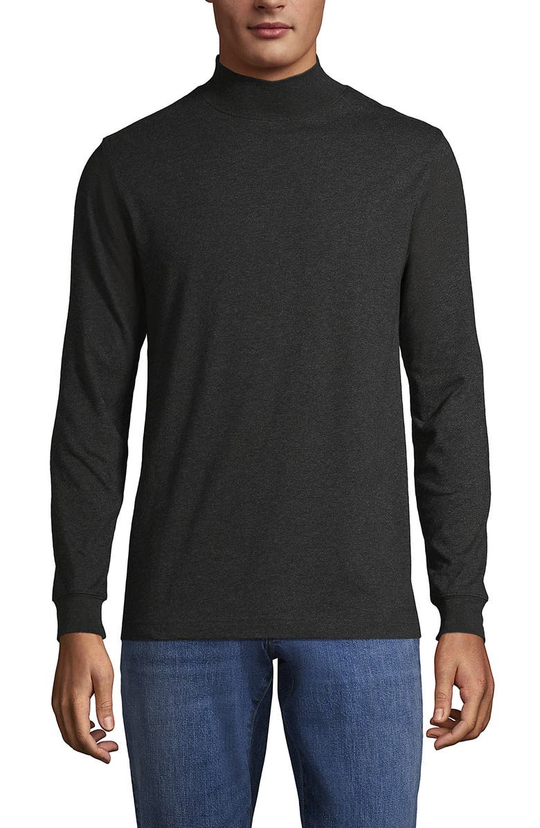 Lands' End Super-T Mock Turtleneck, Main, color, Dark Charcoal Heather