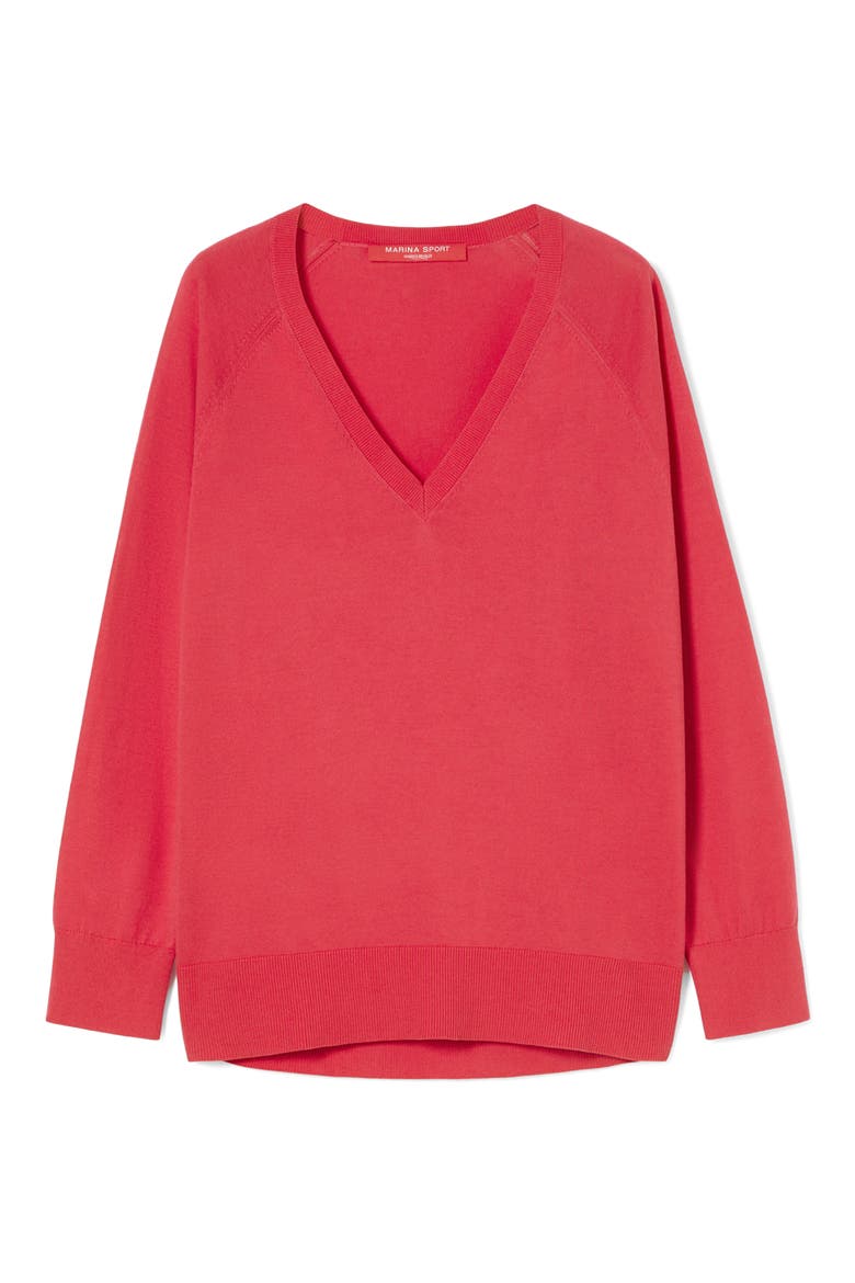 Rita V-Neck Cotton Blend Sweater, Alternate, color, CHERRY