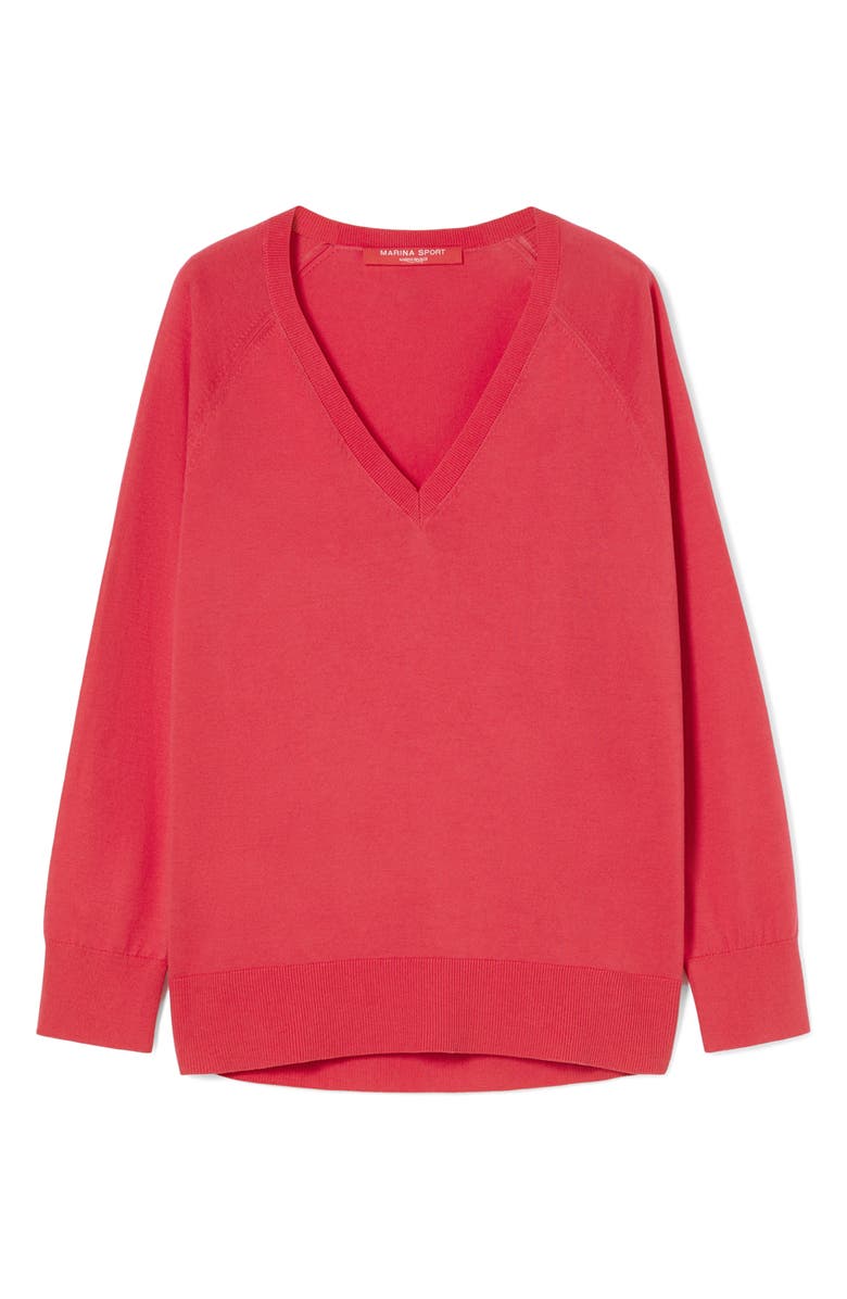 Marina Rinaldi Rita V-Neck Cotton Blend Sweater, Alternate, color, Cherry