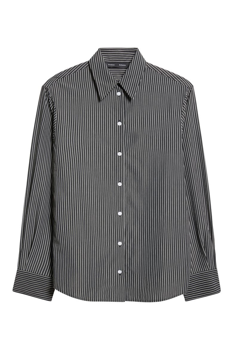 Lynsey Stripe Button-Up Shirt, Alternate, color, BLACK/ WHITE