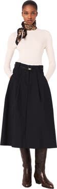 maje Long cotton skirt with belt