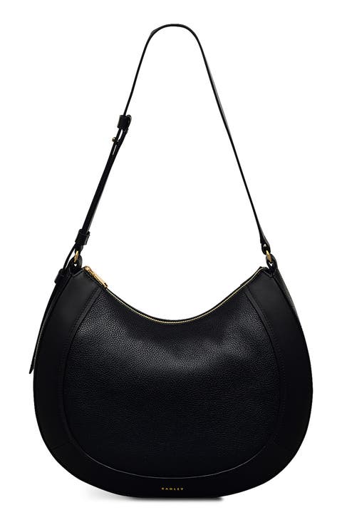 Merchant Hall Large Leather Crescent Shoulder Bag