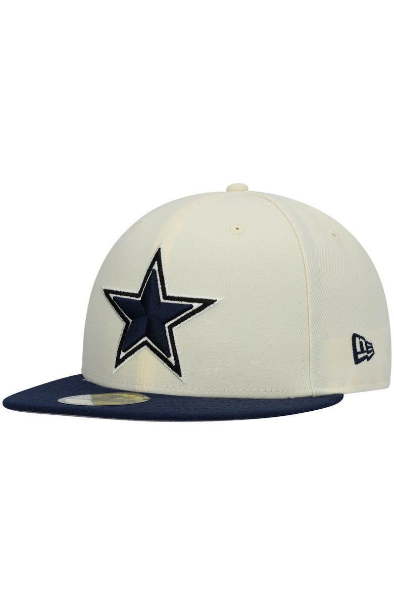 New Era Men's New Era Cream/Navy Dallas Cowboys Chrome 59FIFTY Fitted Hat, Alternate, color,