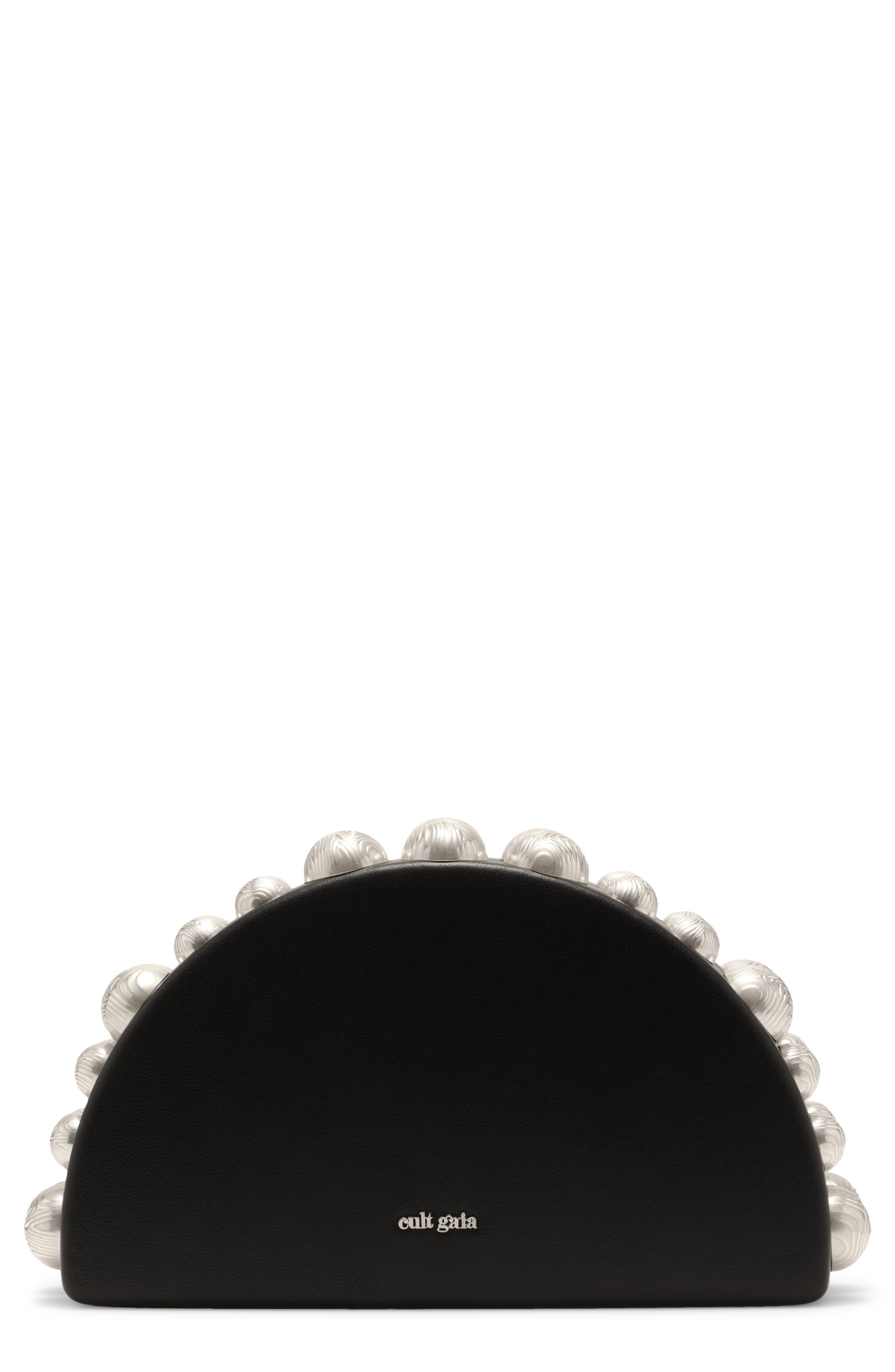 Gili Leather Clutch, Main, color, BLACK